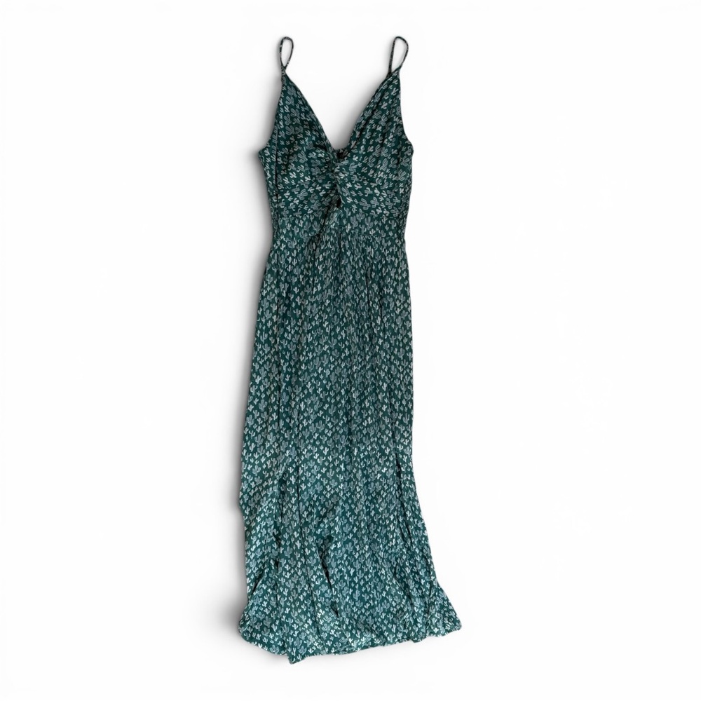 Angie Green Cactus 🌵 Print Cutout Midi Dress Festival Western Boho Large - Picture 2 of 7